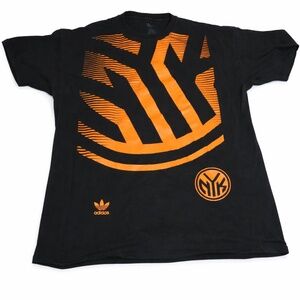Vintage Adidas New York Knicks Graphic Tee Black Orange XL